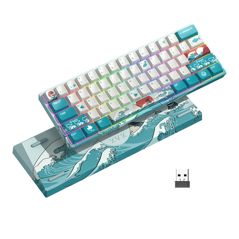 XVX M61 Coral Sea Themed 61 Keys Wired/Wireless Mechanical Keyboard