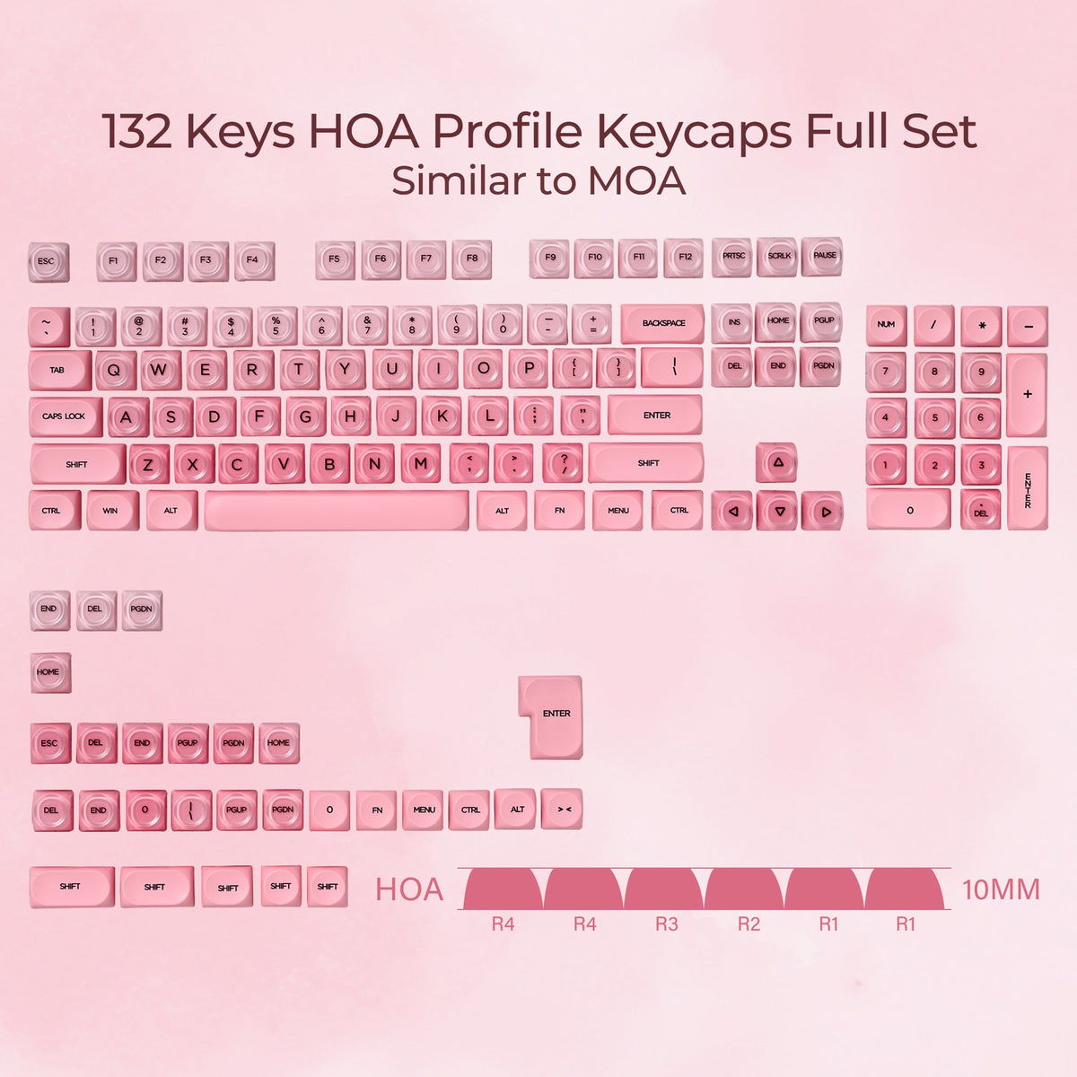XVX Pink Blush HOA Profile Keycap Set 132-Key