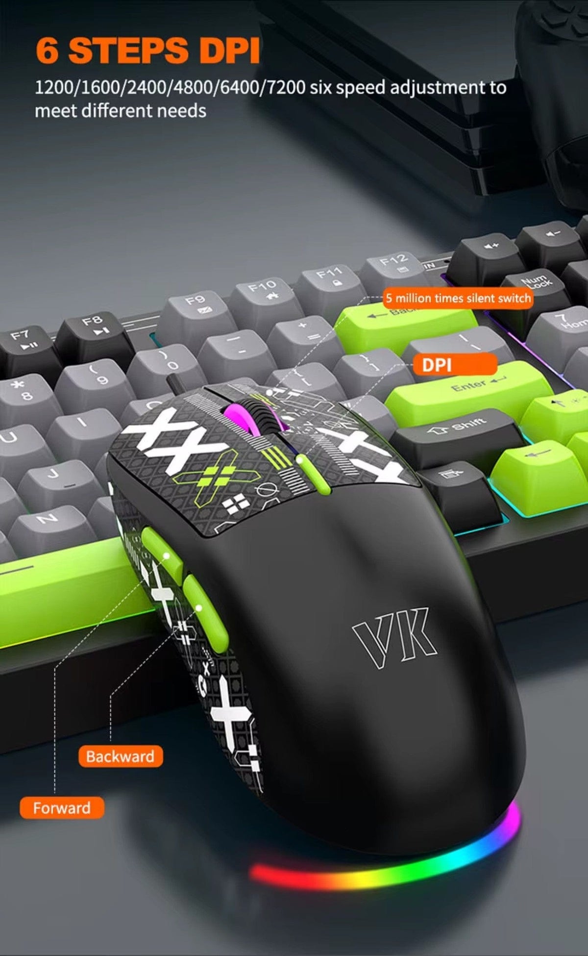 Wired Gaming Keyboard & Mouse Combo – 98-Key RGB