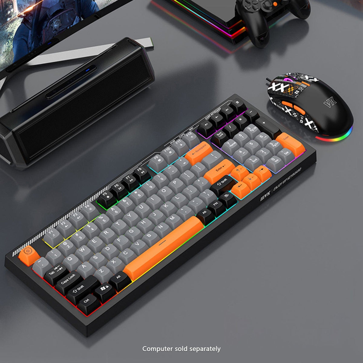 Wired Gaming Keyboard & Mouse Combo – 98-Key RGB