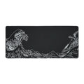 XVX Kanagawa Outline Black desk mat with white wave artwork