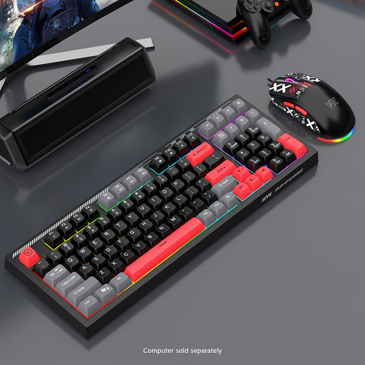 Wired Gaming Keyboard & Mouse Combo – 98-Key RGB