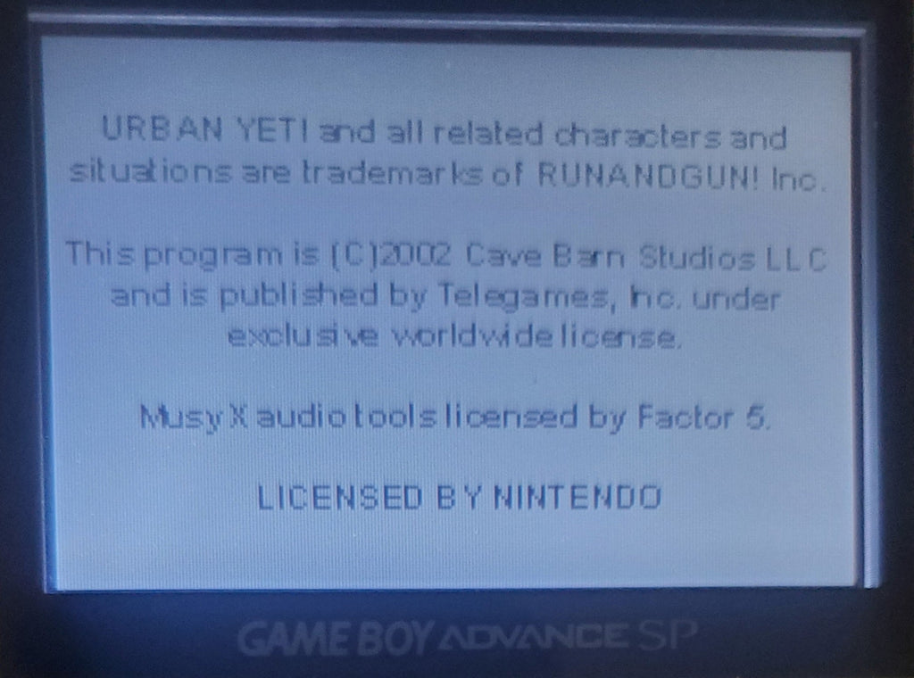Urban Yeti — Game Boy Advance (Reproduction)