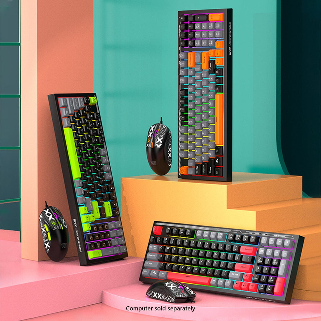 Wired Gaming Keyboard & Mouse Combo – 98-Key RGB