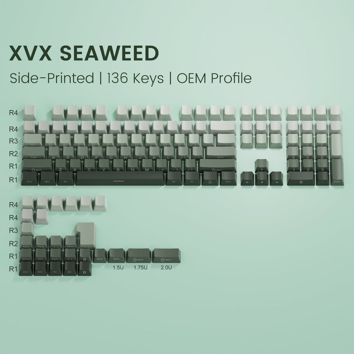 XVX Gradient Series 136-Key Side-Printed OEM Profile PBT Keycap Set