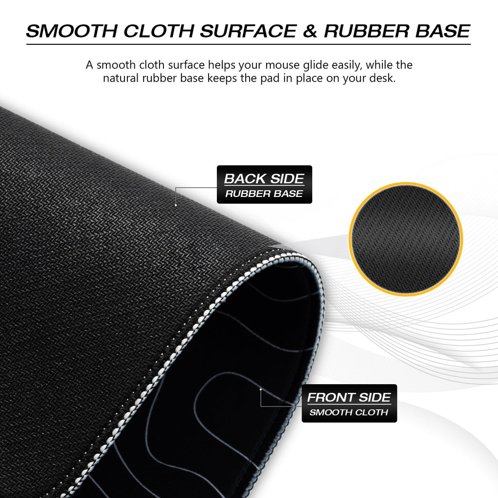Cloth surface and rubber underside of an XVX Topographic desk mat