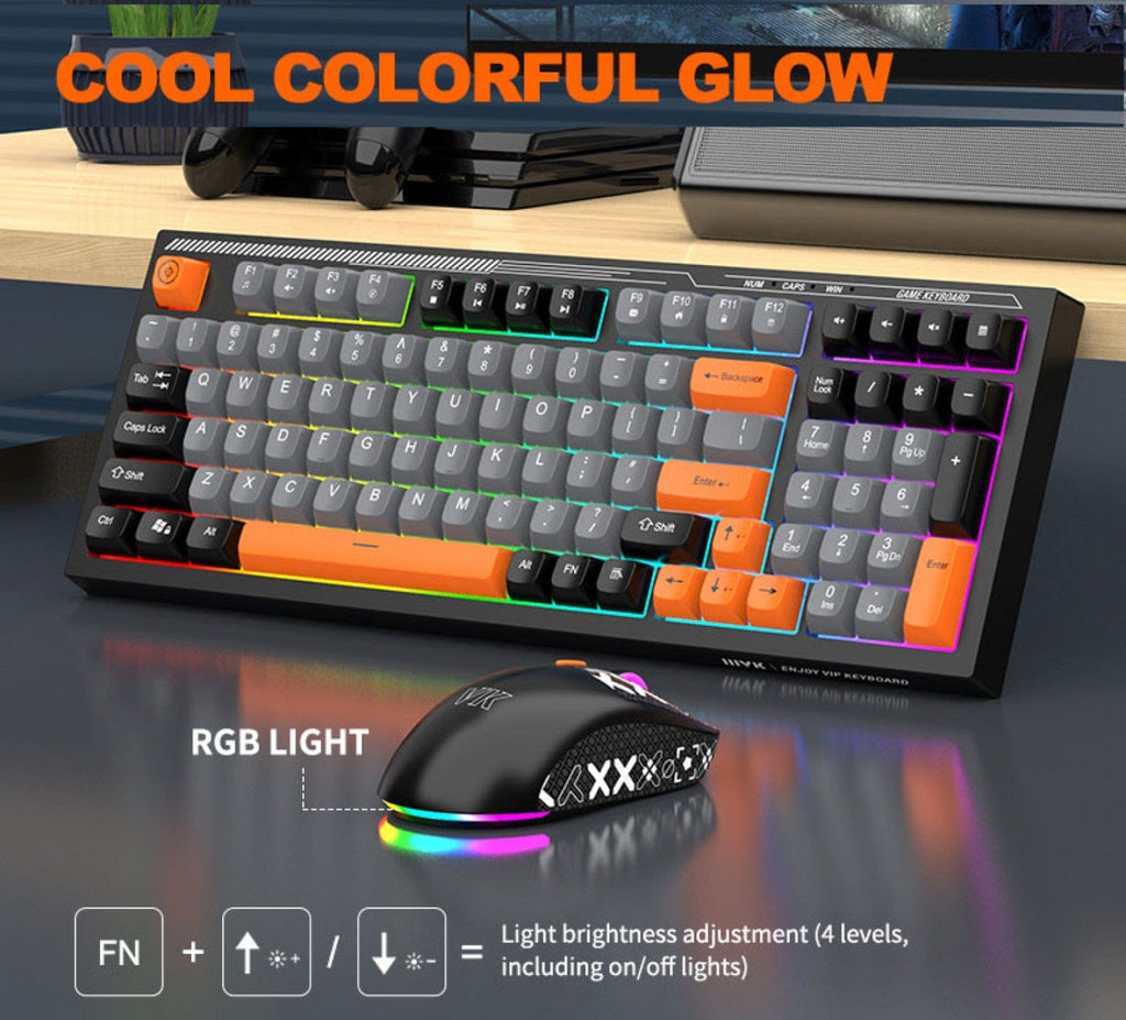 Wired Gaming Keyboard & Mouse Combo – 98-Key RGB
