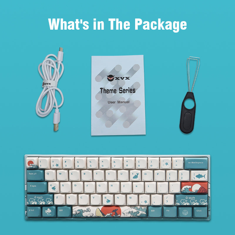 XVX M61 Coral Sea Themed 61 Keys Wired/Wireless Mechanical Keyboard