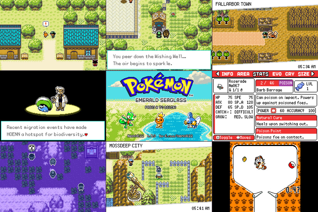 Pokemon Emerald Seaglass GBA Pokemon ROM Hack Video Game Boy Advance