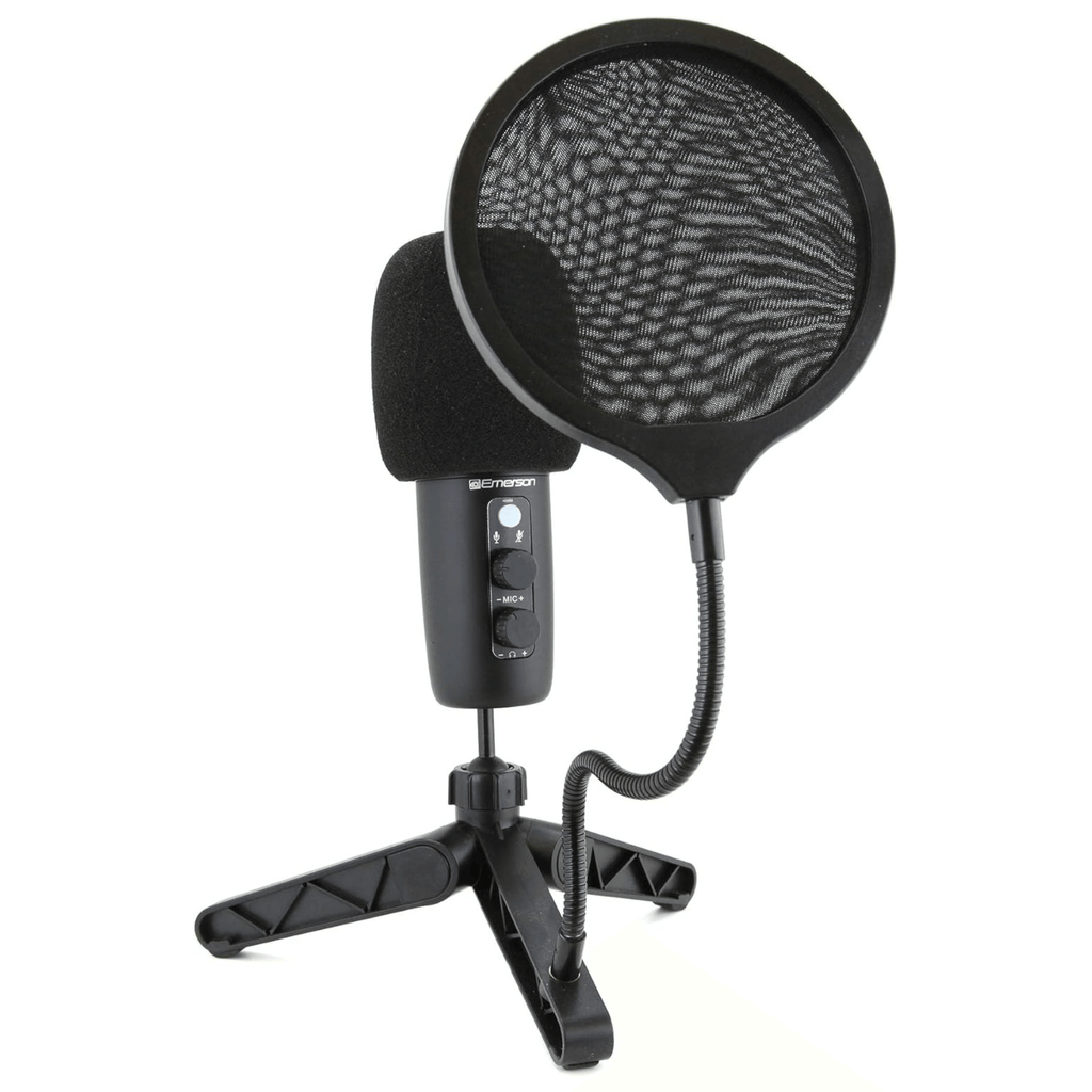 Emerson USB Gaming and Streaming Condenser Microphone with LED Lighting