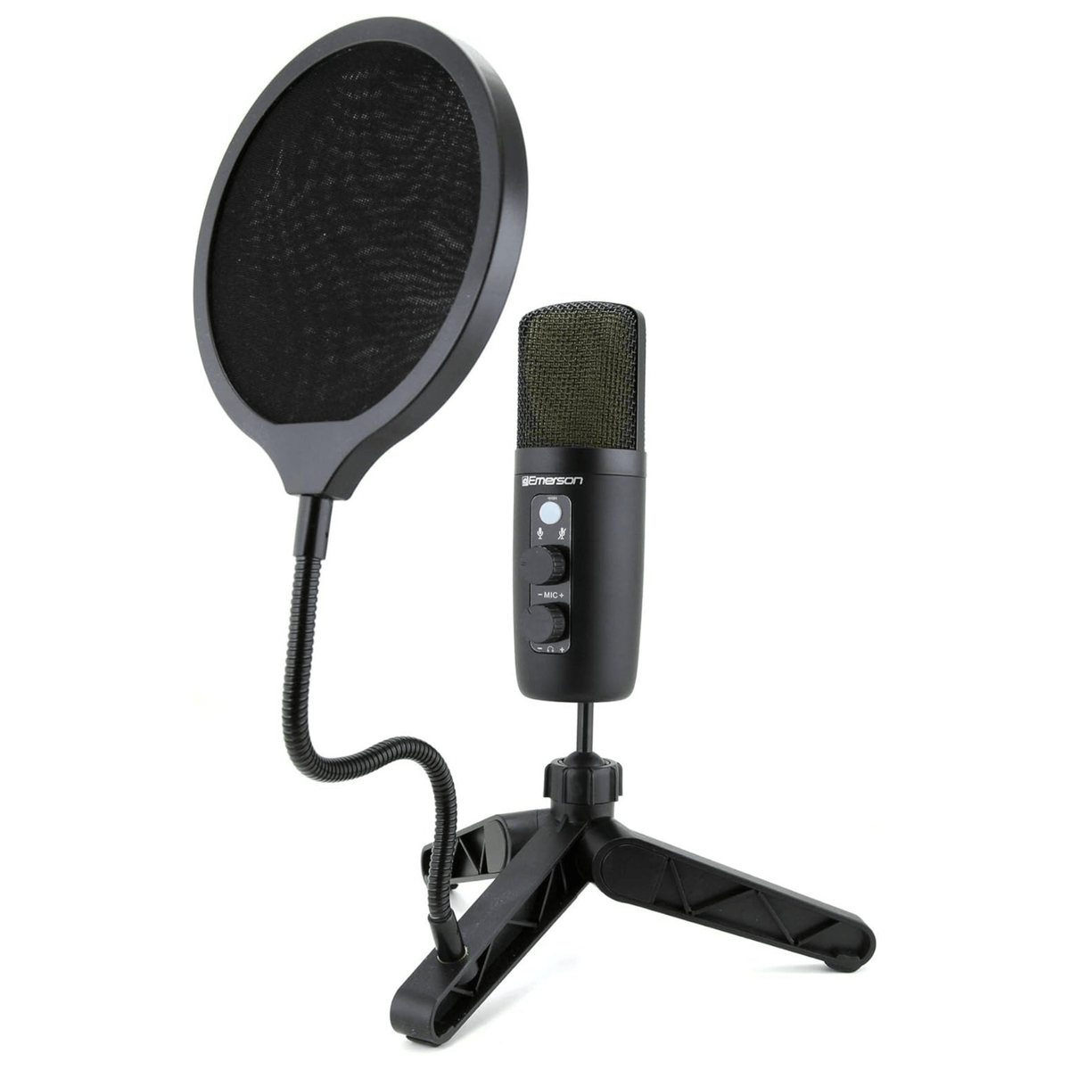 Emerson USB Gaming and Streaming Condenser Microphone with LED Lighting