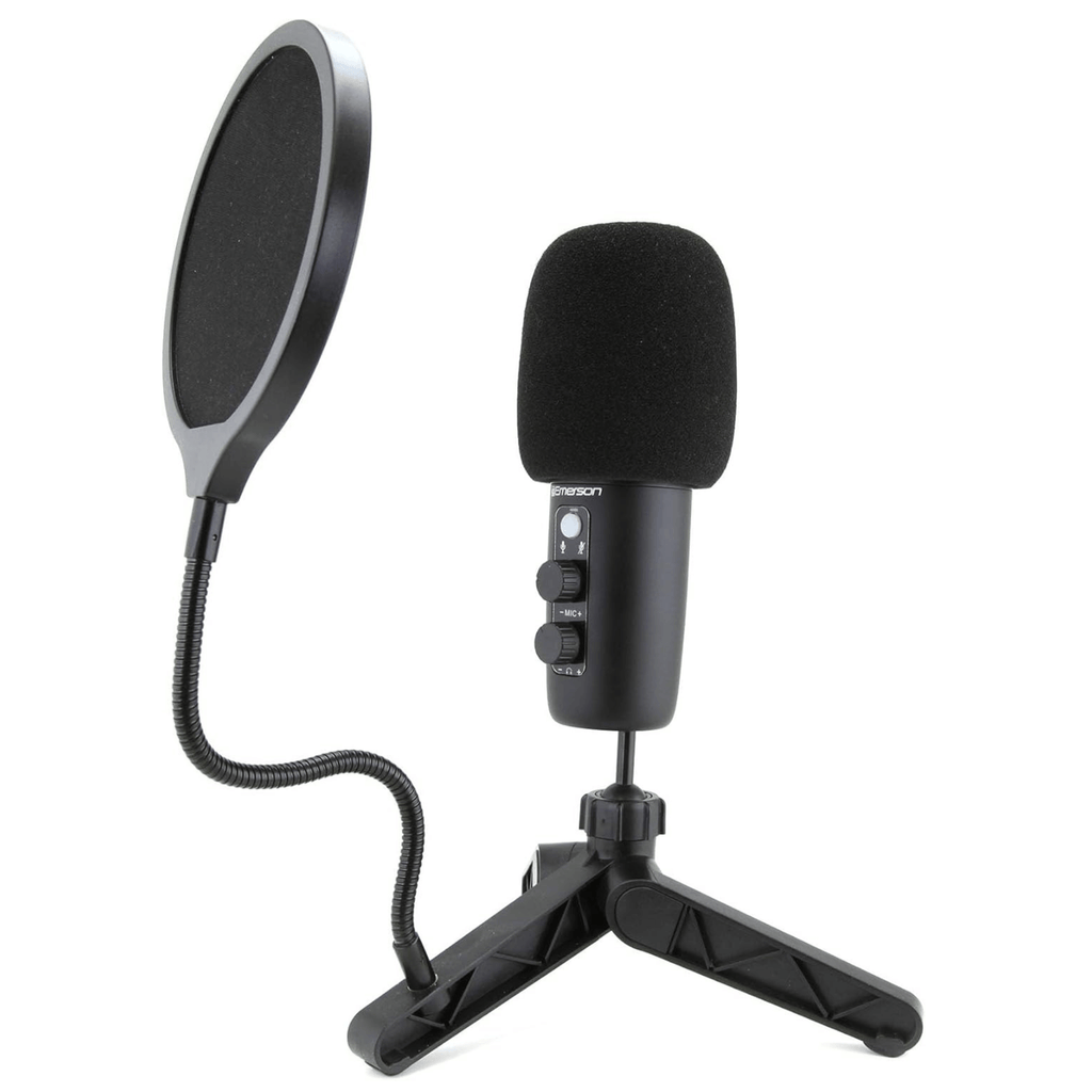 Emerson USB Gaming and Streaming Condenser Microphone with LED Lighting