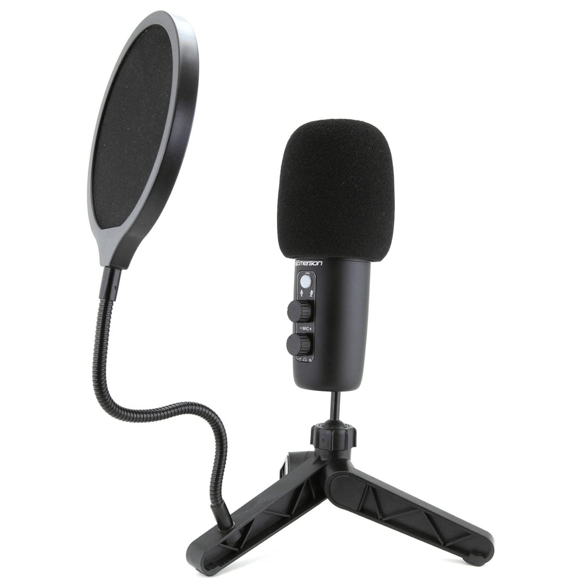 Emerson USB Gaming and Streaming Condenser Microphone with LED Lighting