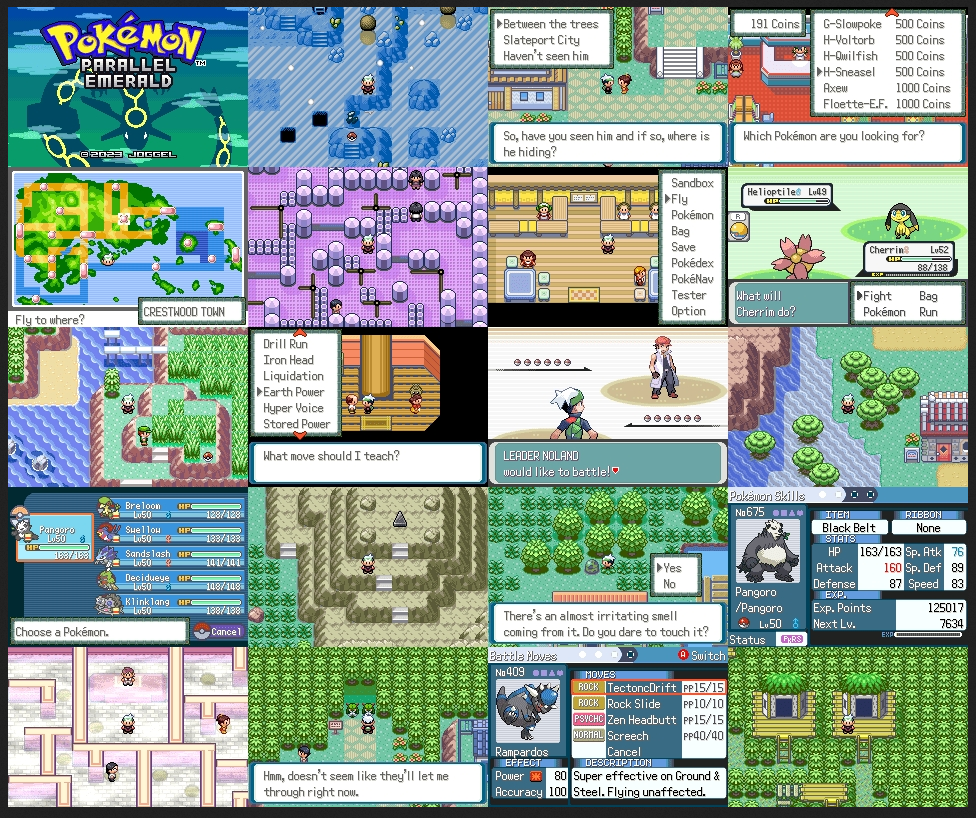 Pokemon Parallel Emerald GBA ROM Hack Video Game Boy Advance