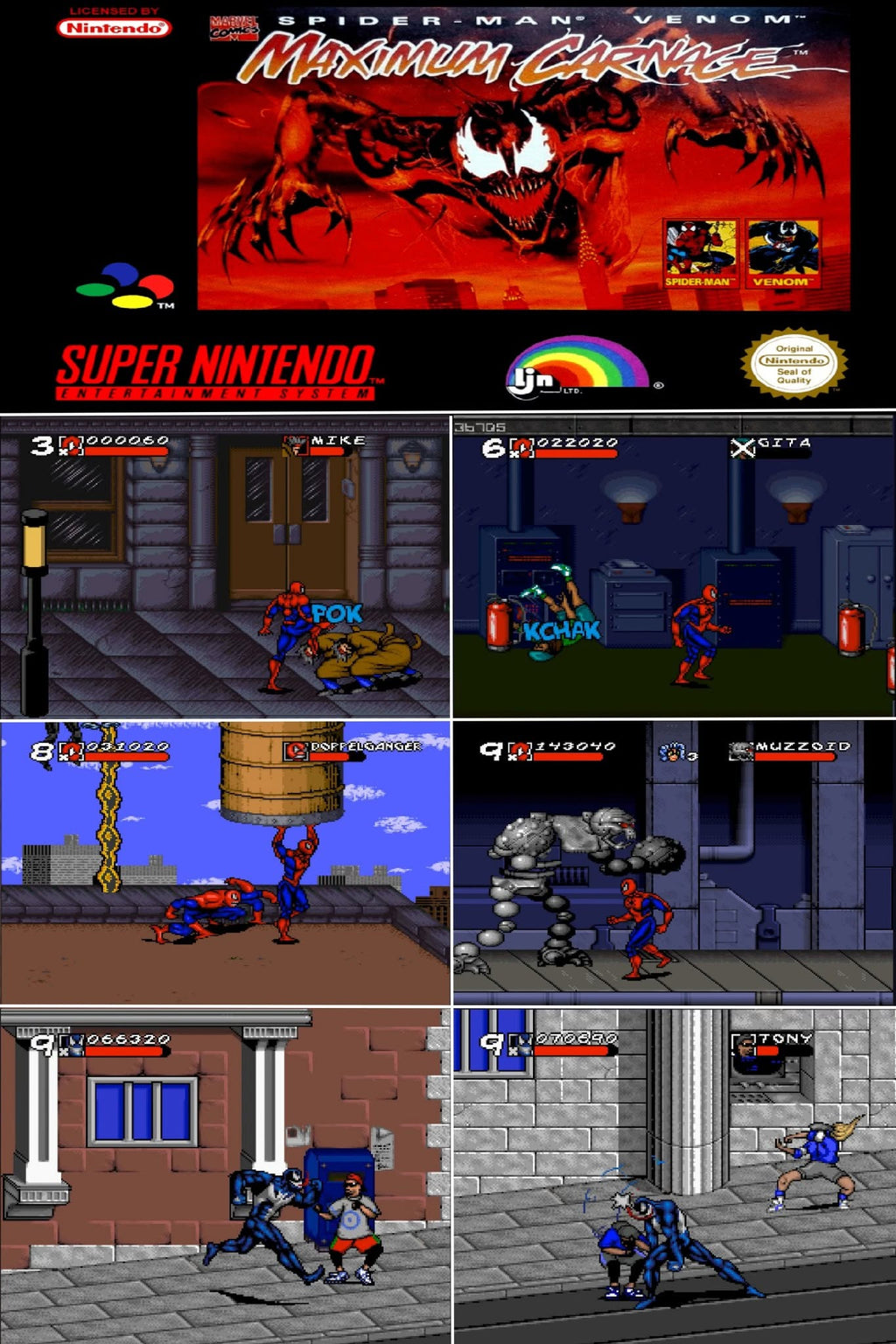 Spider-Man and Venom Maximum Carnage — Super Nintendo (Reproduction)