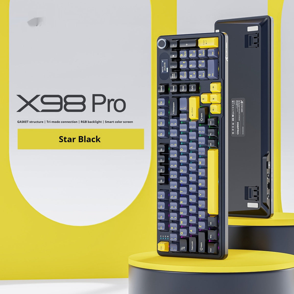 Three-mode RGB Wireless Bluetooth Side Engraving With Knob Game Mechanical Keyboard