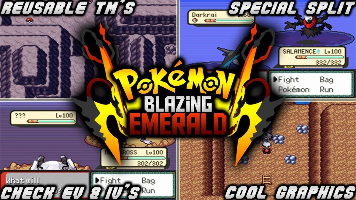 Pokemon Blazing Emerald GBA ROM Hack Video Game Custom Gameboy Advance